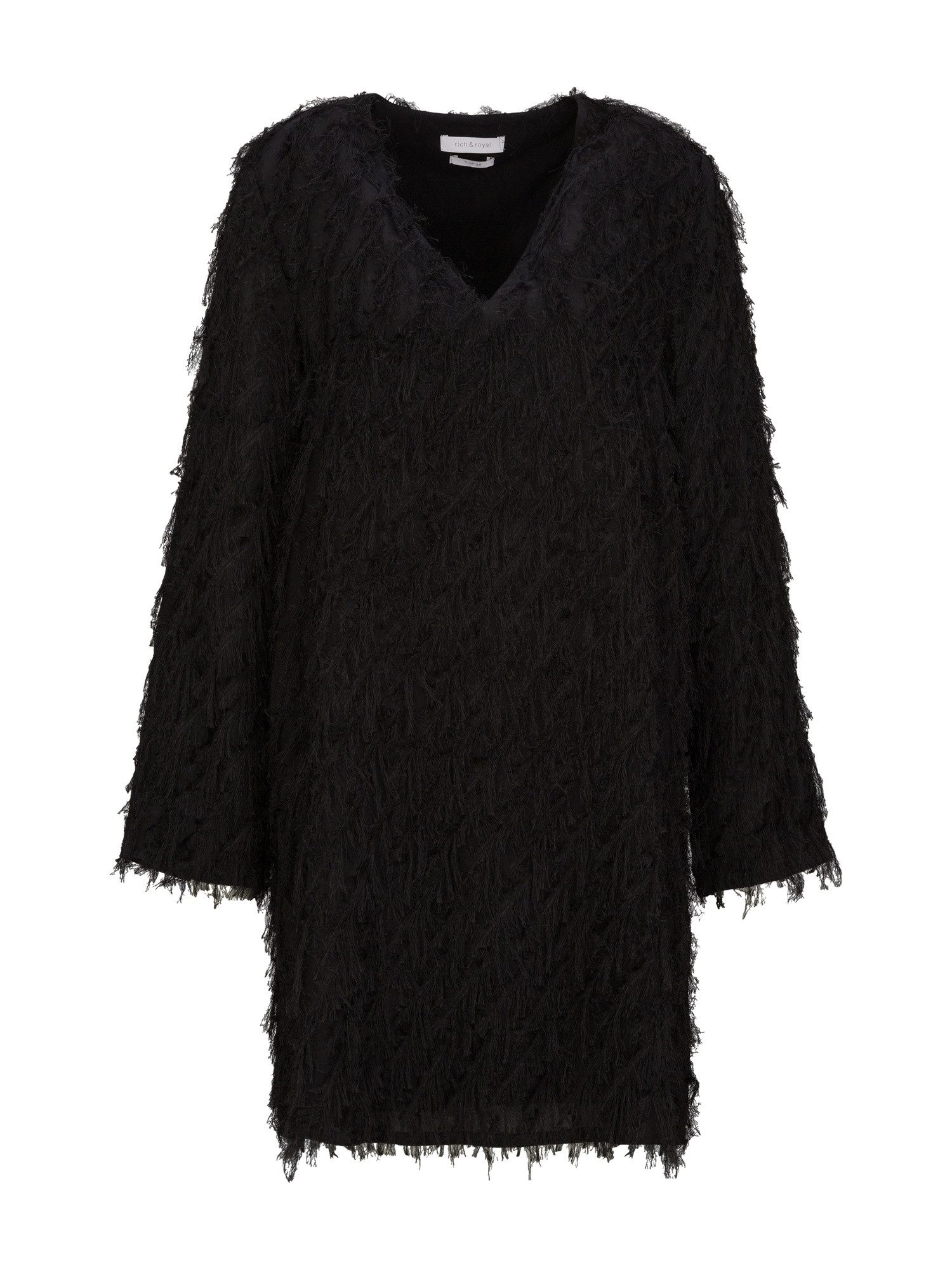 RICHROYAL Sommerkleid D-Kleid aus Bouclé mit V-Ausschnitt und langen Ärmeln