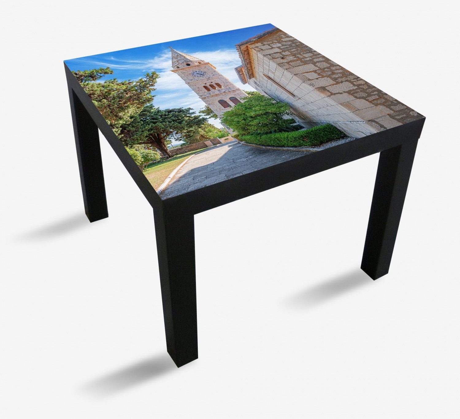 Wallario Tischplatte Stille am Kirchturm (1 St), für Ikea Lack Tisch geeignet