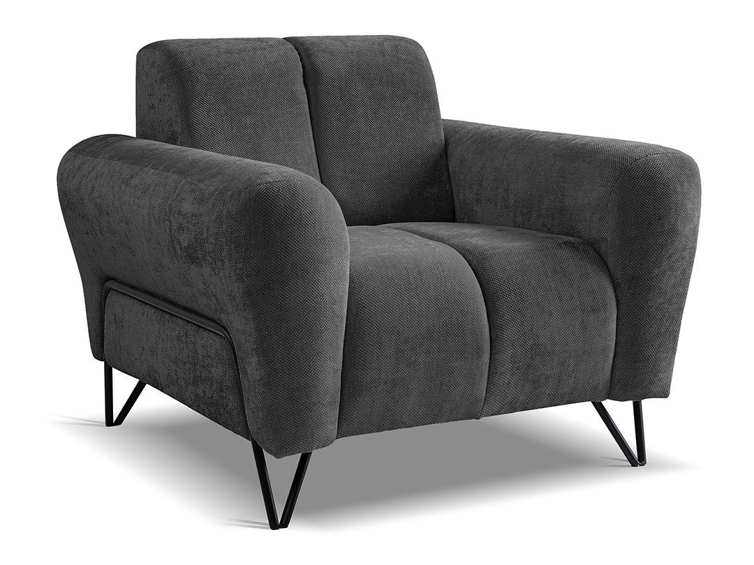 Beautysofa Sessel mit Metallbeine in schwarzer günstig online kaufen
