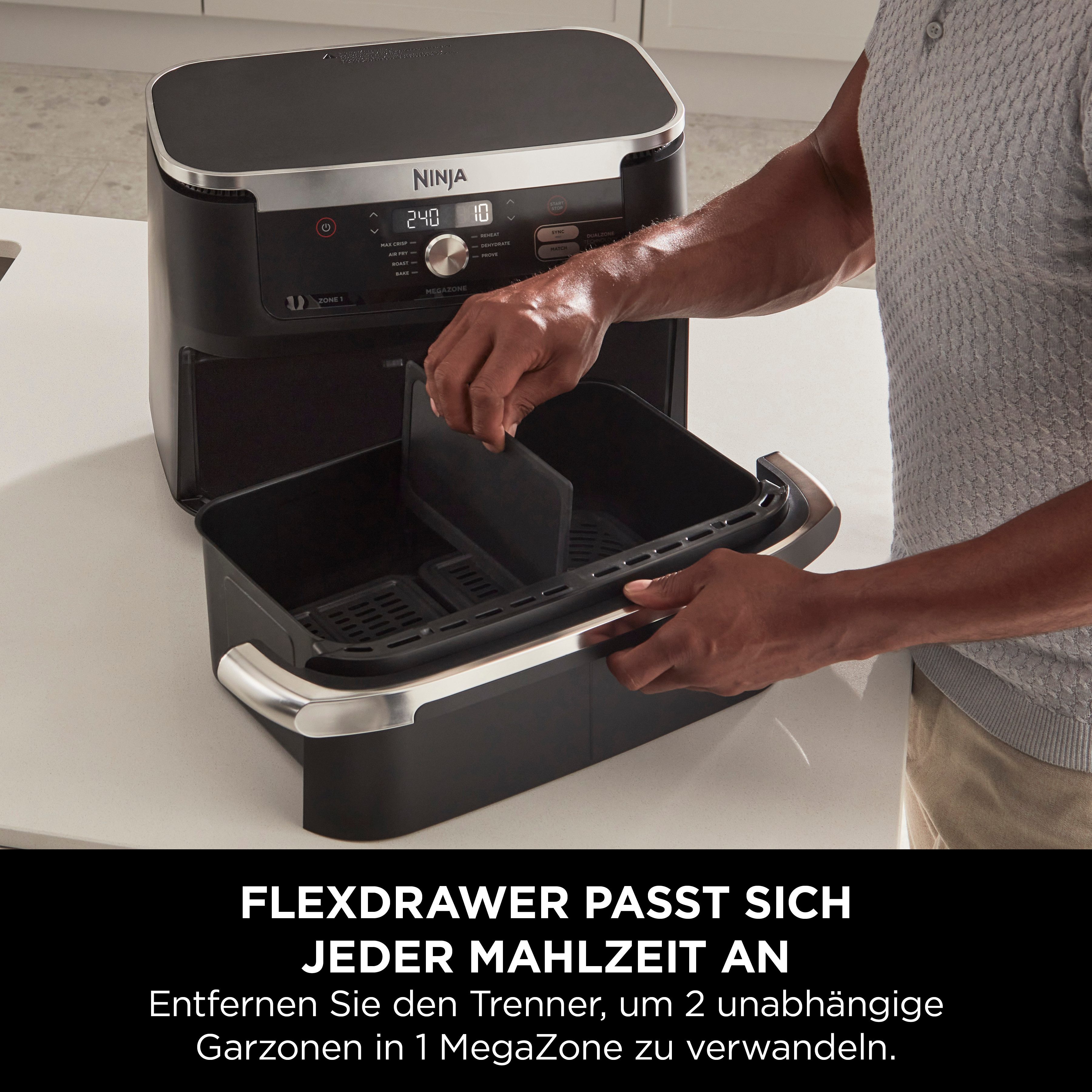 Digitales Bedienfeld und Schubladenmechanismus der NINJA Heißluftfritteuse