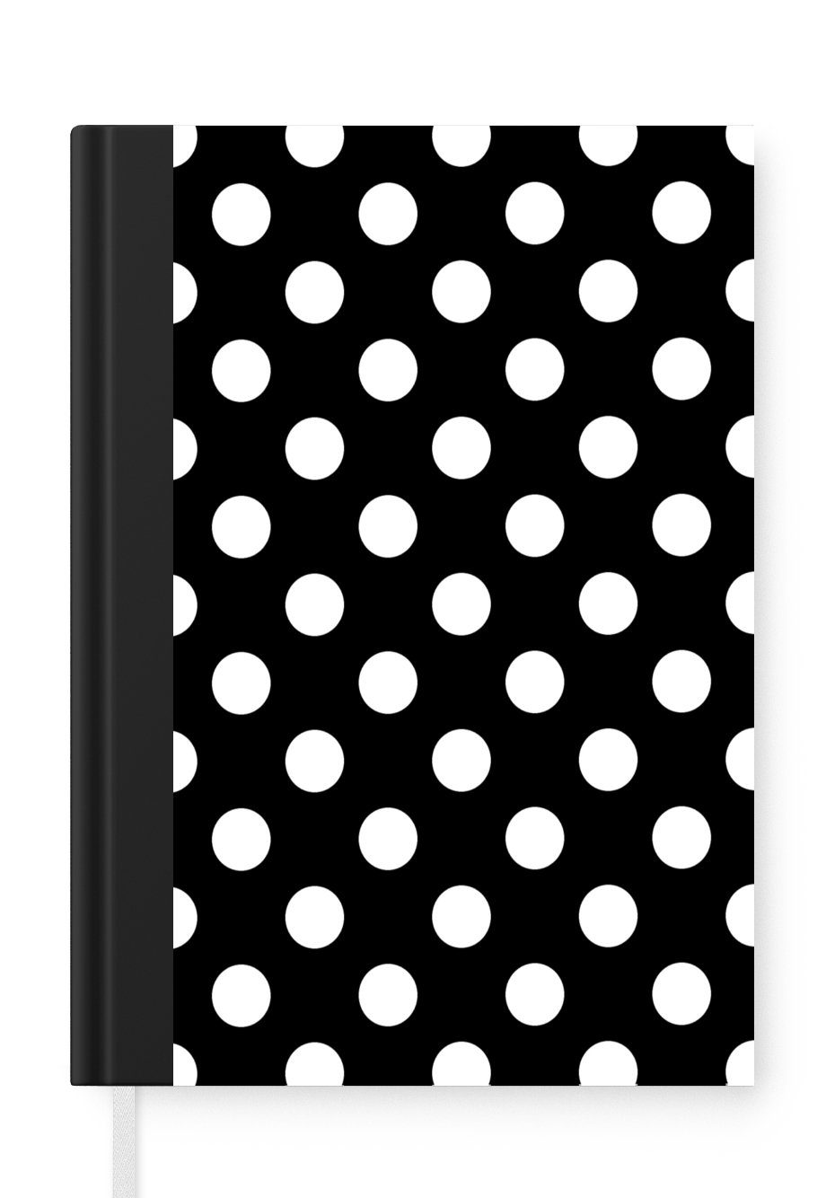 MuchoWow Notizbuch Polka dots - Muster - Schwarz und Weiß, Journal, Merkzettel, Tagebuch, Notizheft, A5, 98 Seiten, Haushaltsbuch