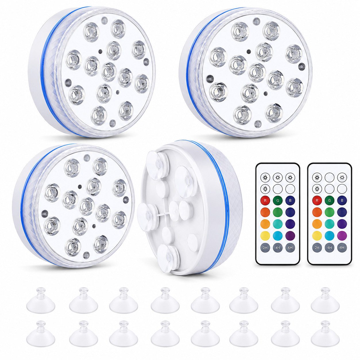 Tekoo Pool-Lampe LED Poollicht Unterwasserlicht IP68 Wasserdicht Magnetisch RGB, RGB-LED, LED, Mehrfarbig, IP68 wasserdicht, 16 Farbwechsel-Optionen