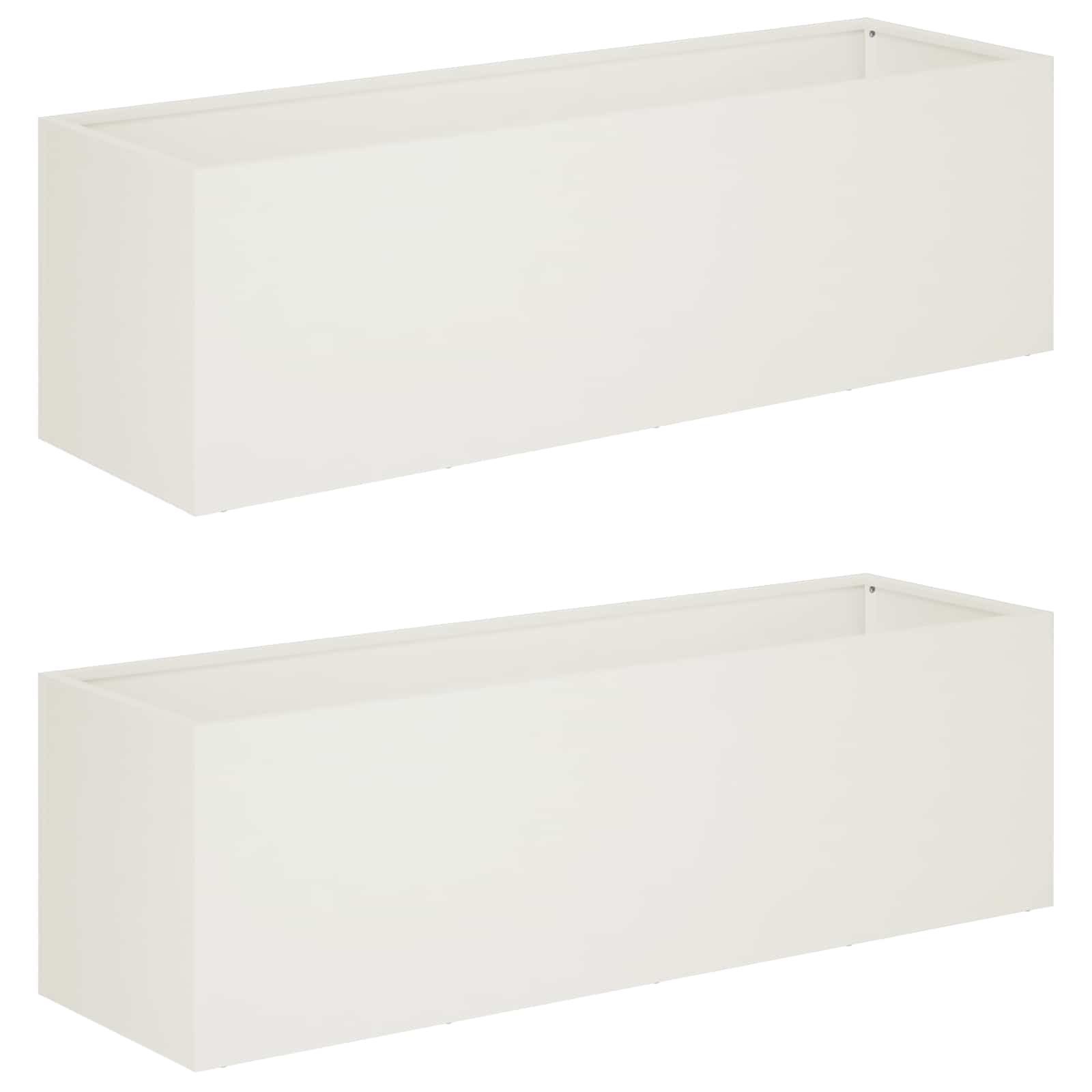 vidaXL Blumentopf Garten-Pflanzgefäß 2 stk. Weiß 80 x 30 x 30 cm (2 St)