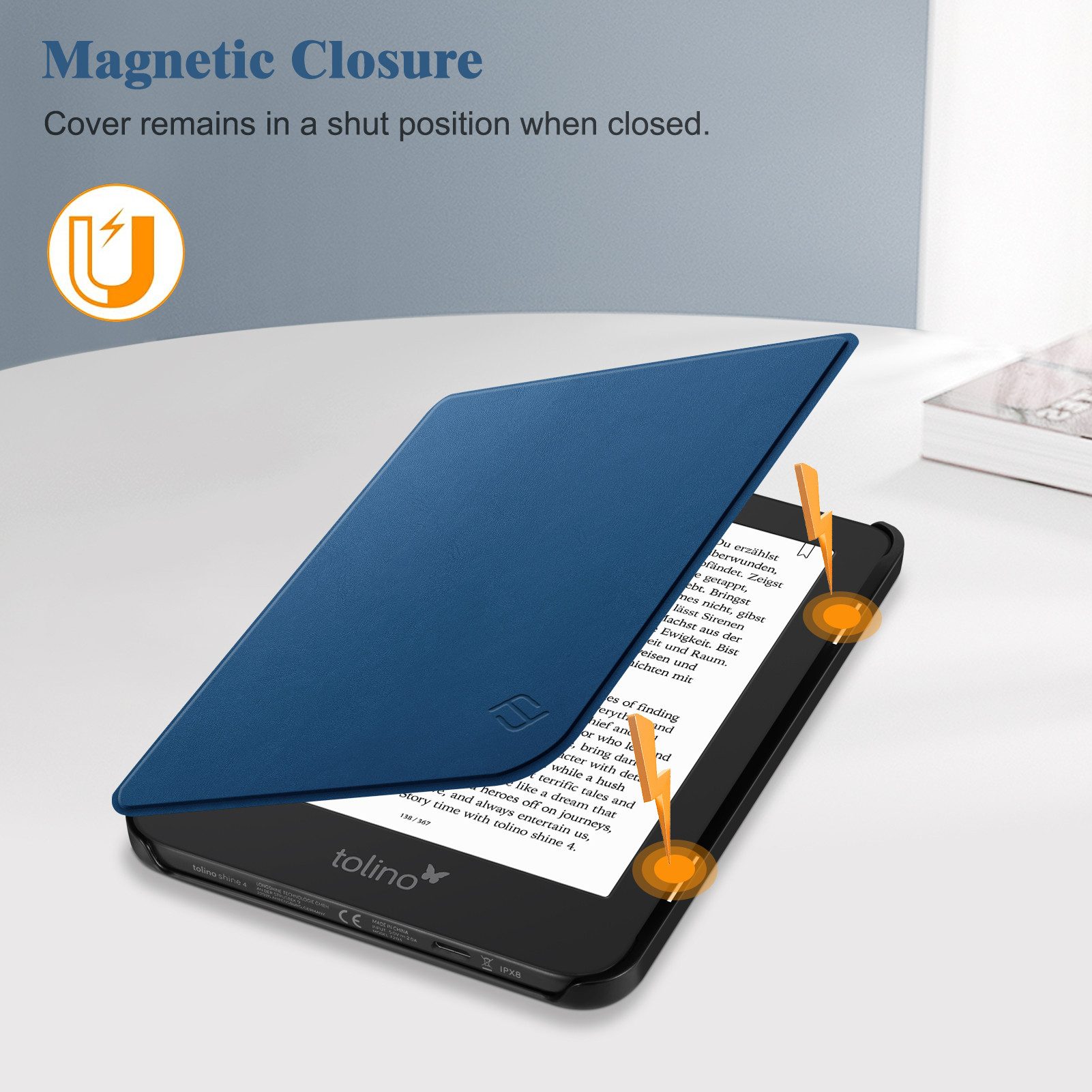 Fintie E-Reader-Hülle für Tolino Shine Color/Shine 5(2024)&Kobo Clara Colour/Clara BW(2024), Ultradünn Hülle mit Auto Schlaf/Wach und Magnetverschluss – Bild 4 von 5