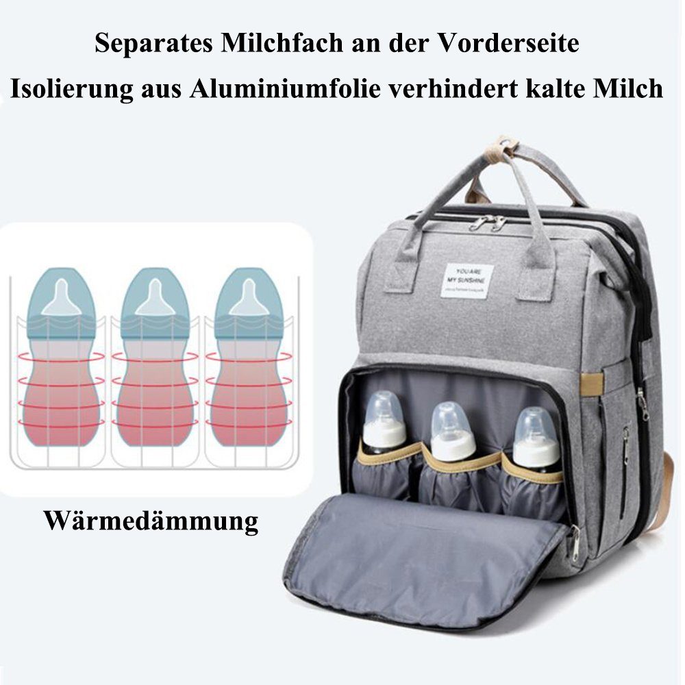 Wasserabweisend NUODWELL Wickeltasche Grau Baby Große Wickeltasche Rucksack,Multifunktional