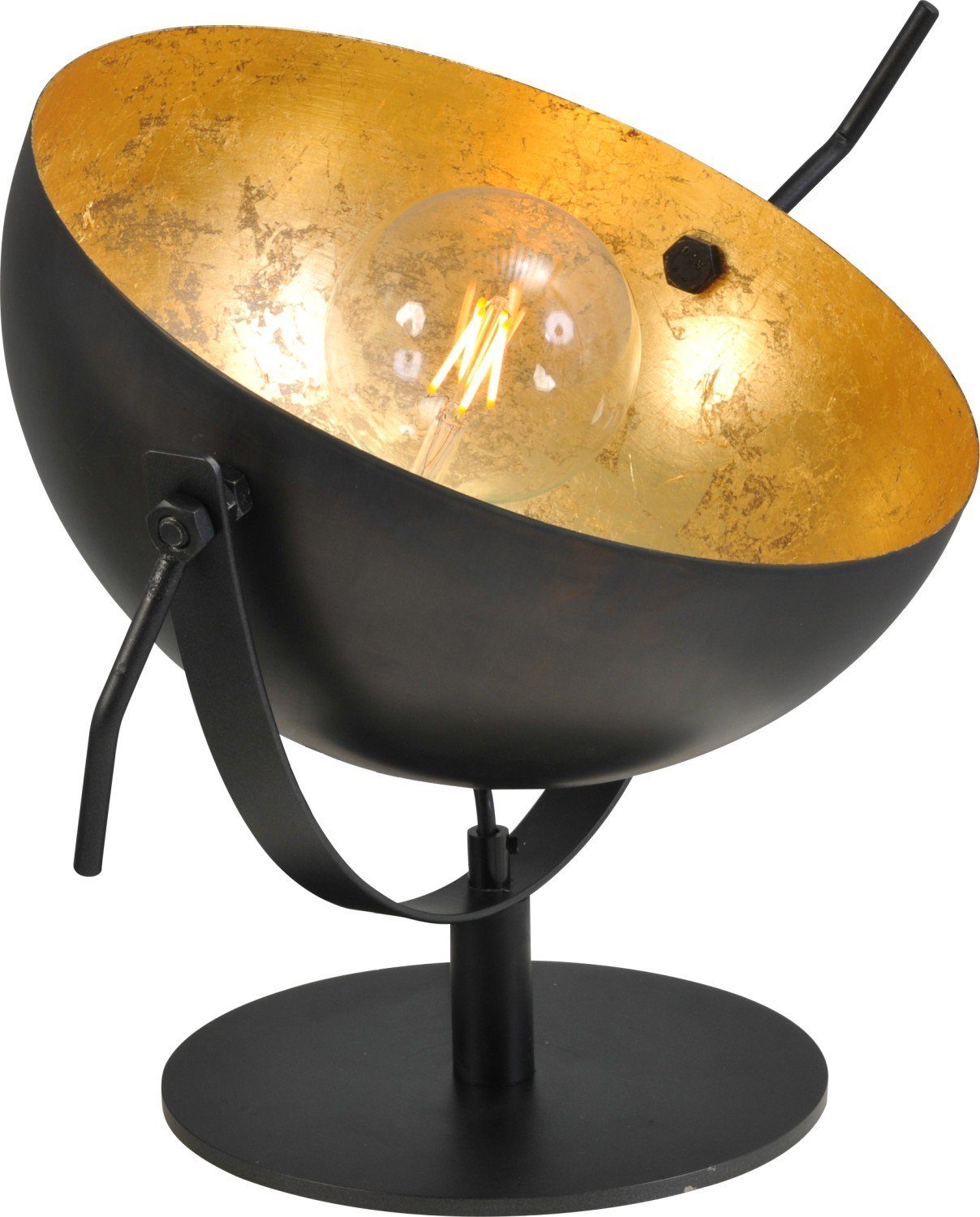 Licht-Erlebnisse Nachttischlampe LARINO, ohne Leuchtmittel, Tischlampe Metall E27 in Gunmetal Grau Gold Industrie Design
