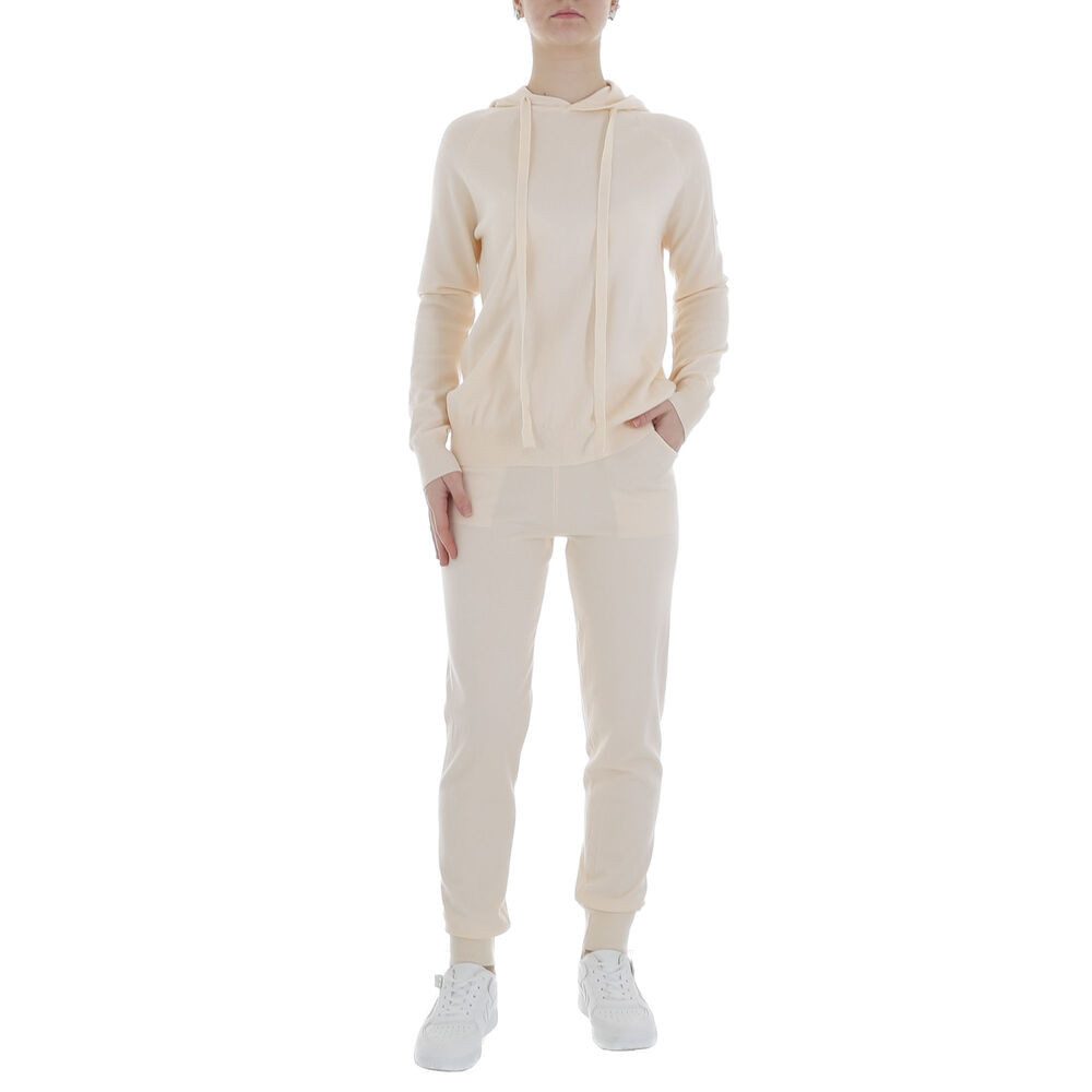 Ital-Design Jogginganzug Damen Freizeit (86365260), Kapuze Stretch Zweiteiler in Creme