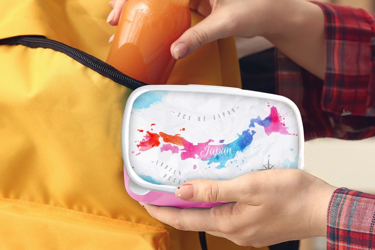 MuchoWow Lunchbox Karte - Farbe rosa Kinder, Snackbox, Kunststoff Japan, (2-tlg), Kunststoff, Brotbox - Mädchen, für Brotdose Erwachsene