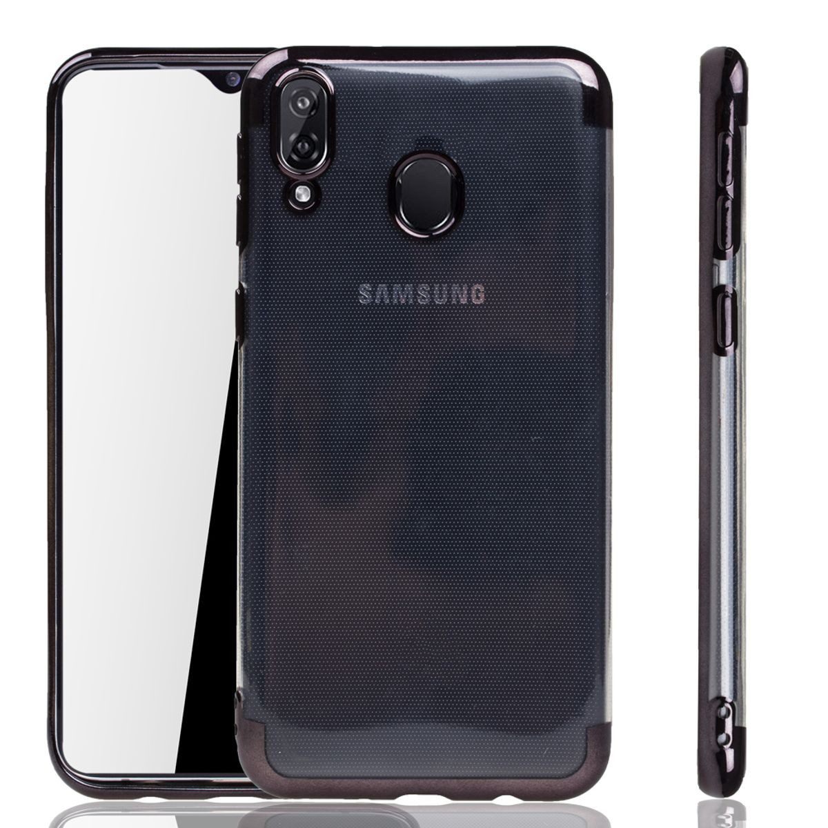 König Design Handyhülle Samsung Galaxy M20, Samsung Galaxy M20 Handyhülle Bumper Backcover Schwarz