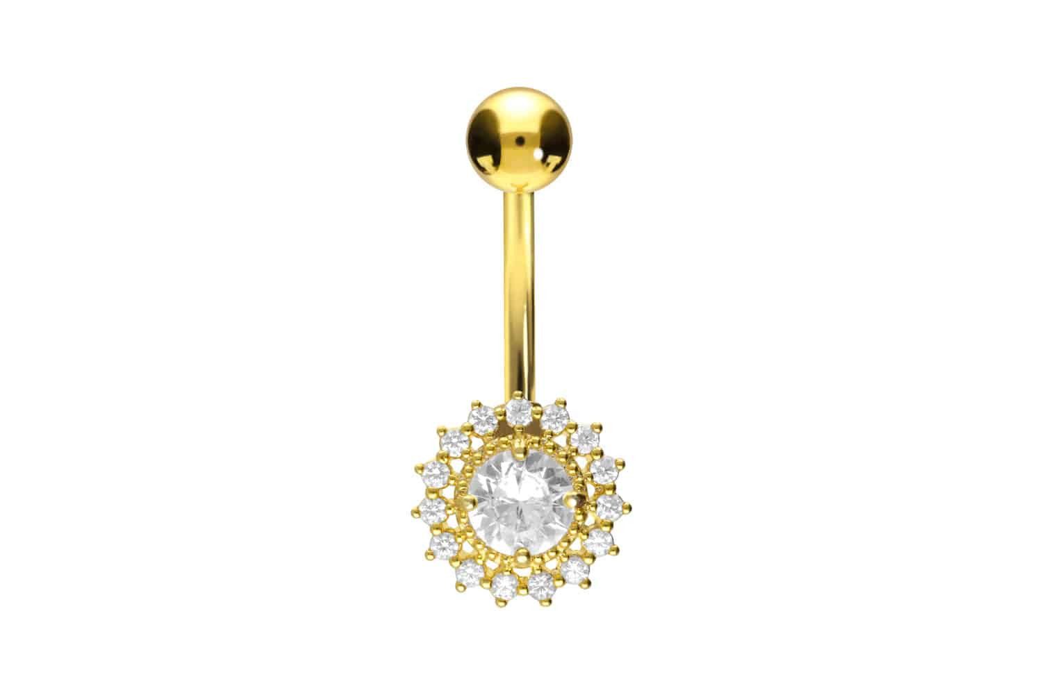 PIERCINGLINE Bauchnabelpiercing Chirurgenstahl Bananabell KRISTALLBLUME (Ba günstig online kaufen