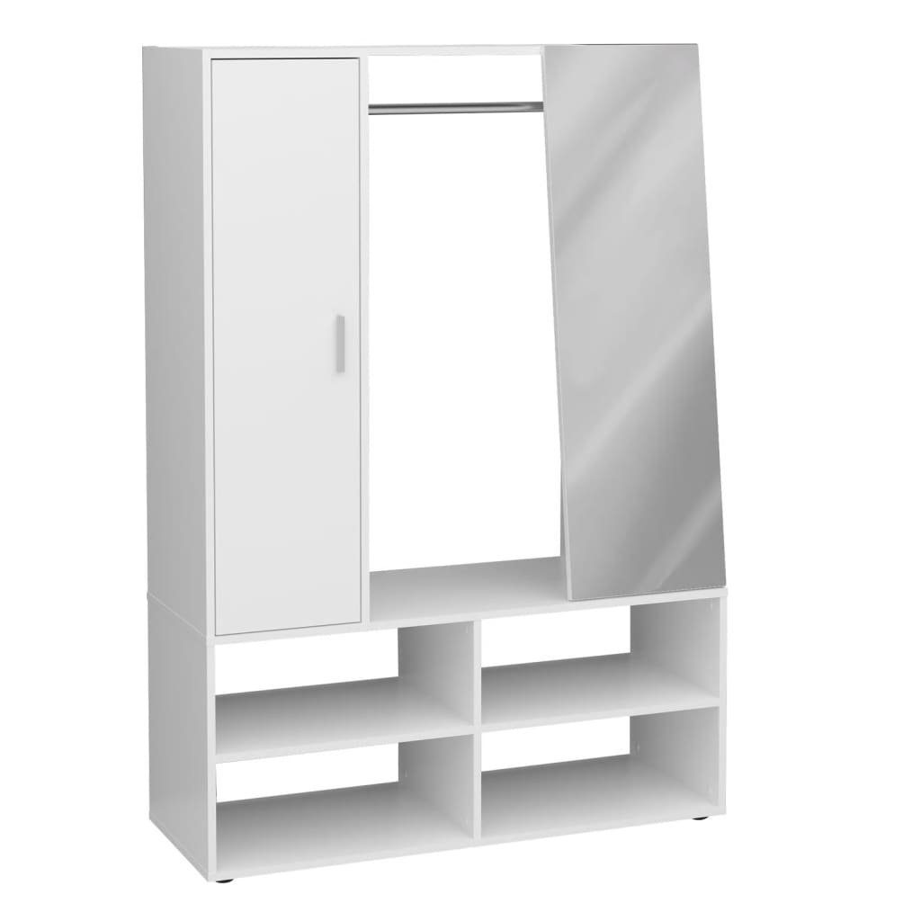 FMD Kleiderschrank Kleiderschrank mit 4 Fächern und Spiegel 105x39,7x151,3  cm Weiß (1-St)