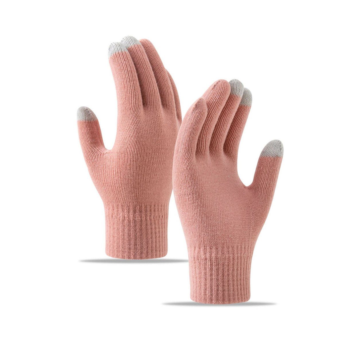 Die Sterne Trikot-Handschuhe Gestrickte Handschuhe mit Schneeflocken-, Strass- und Fleece-Stickerei Rosa