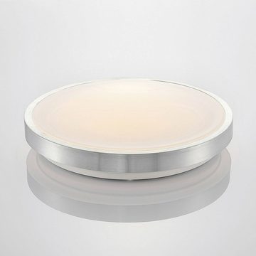 Lindby LED Deckenleuchte Emelie, LED-Leuchtmittel fest verbaut, warmweiß, Modern, Aluminium, Acryl, alu, weiß, 1 flammig, inkl. Leuchtmittel