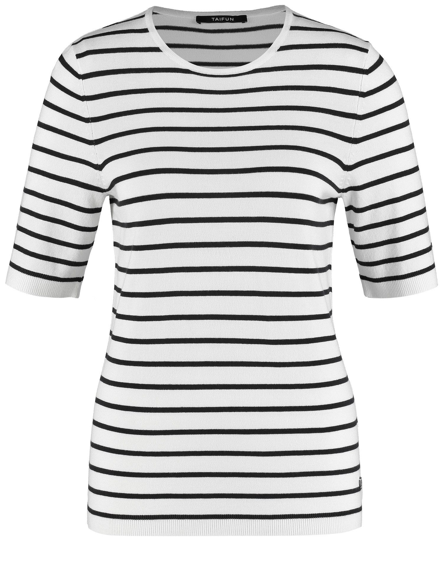 Taifun Strickpullover – gestreiftes Basic Kurzarmshirt mit Rundhalsausschnitt