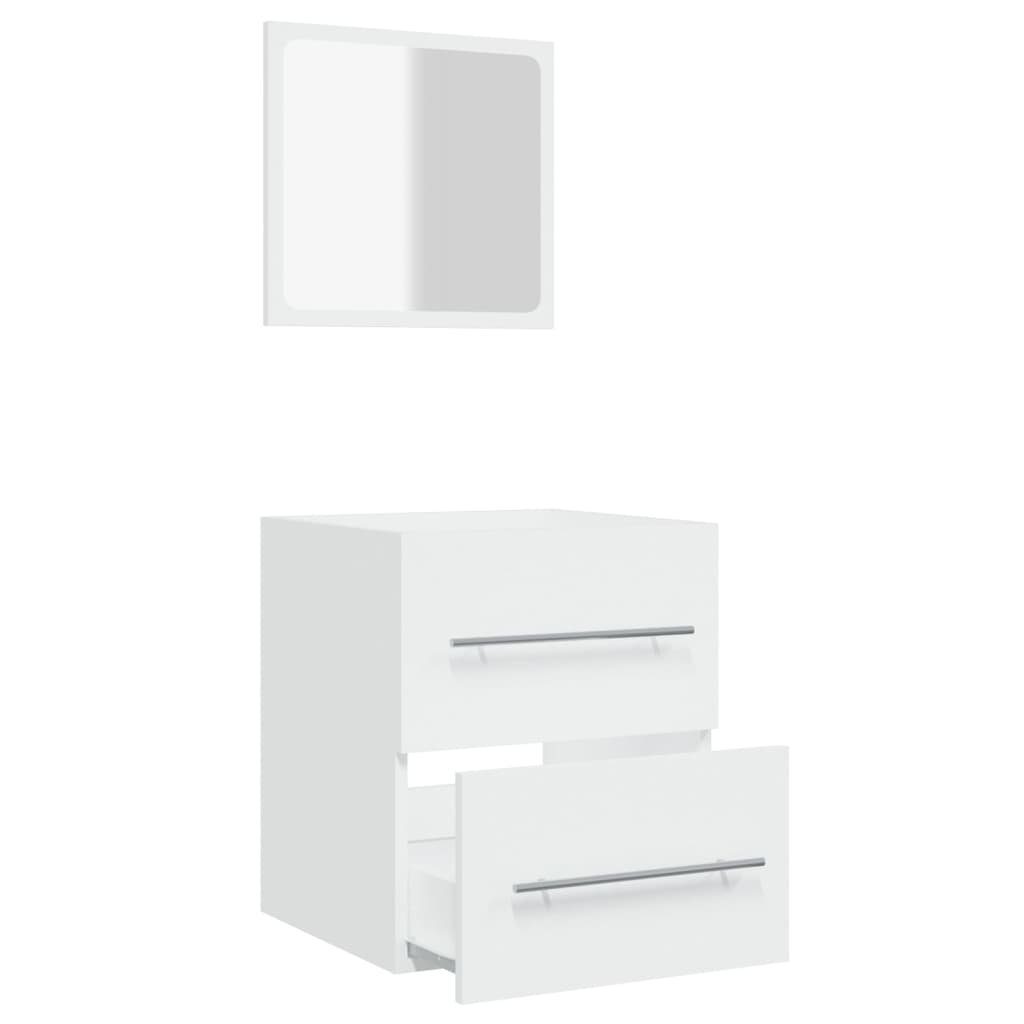 Badezimmer-Set Spiegel vidaXL cm, 41x38,5x48 Badschrank Weiß (1-St) mit