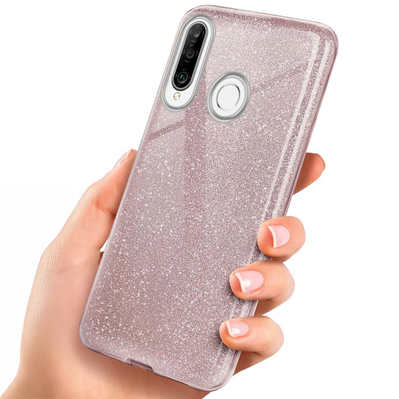 ONEFLOW Handyhülle für Huawei P30 Lite New Edition Glitzer Hülle Glitter Case Rosa 6,15 Zoll, Hülle Glitzernd Dünne Schutzhülle mit Kameraschutz Frauen Glitzerhülle