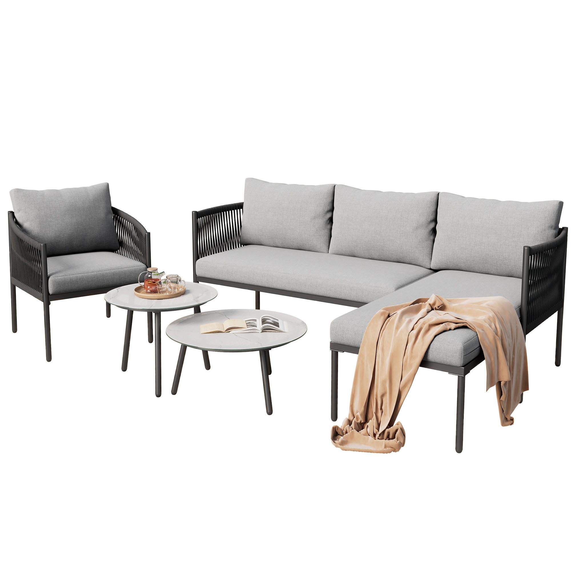 BlingBin Gartenlounge-Set Gartengarnitur Sitzgruppe, Gartenmöbel-Set, Terra günstig online kaufen