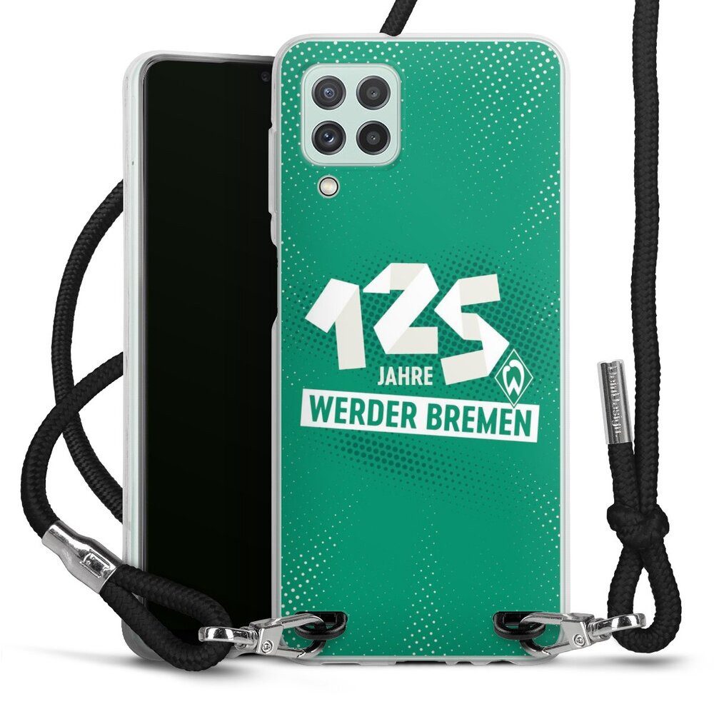 DeinDesign Handyhülle 125 Jahre Werder Bremen Offizielles Lizenzprodukt, Samsung Galaxy A22 4G Handykette Hülle mit Band Case zum Umhängen