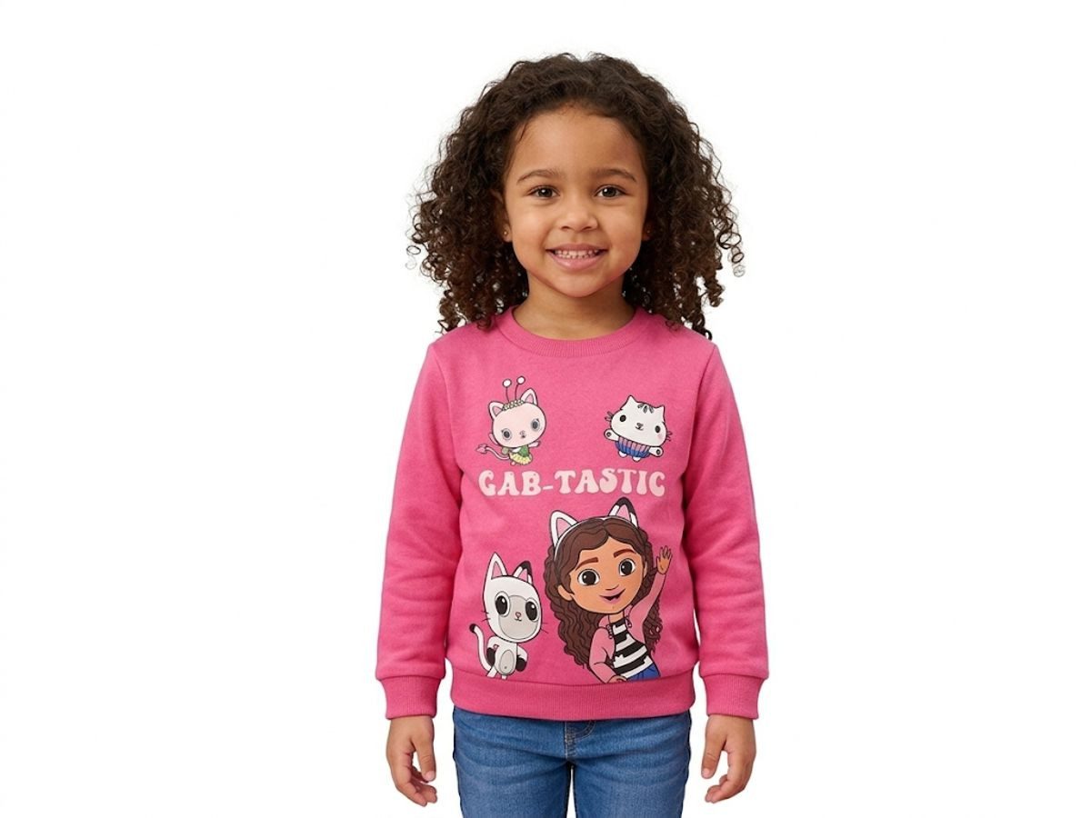 Gabby's Dollhouse Sweatjacke Gabby’s Dollhouse Mädchen Sweatshirt warm weich lila pink 98–128 Mädchen Sweashirt Pullover