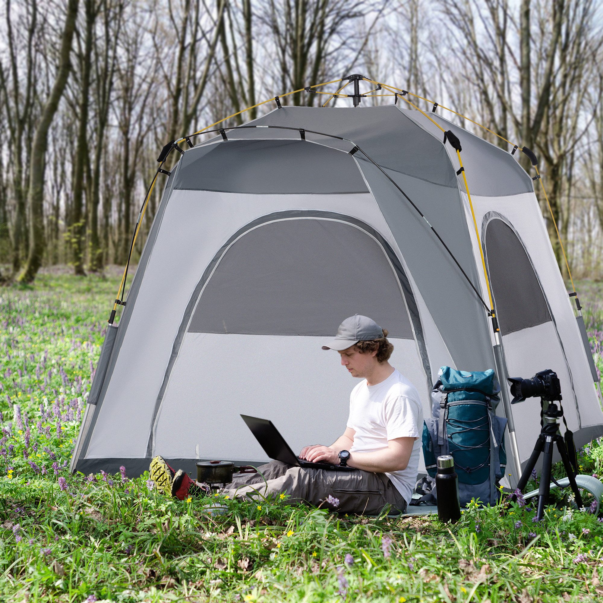 Outsunny Kuppelzelt mit Haken, Tür, Fenster, günstig online kaufen