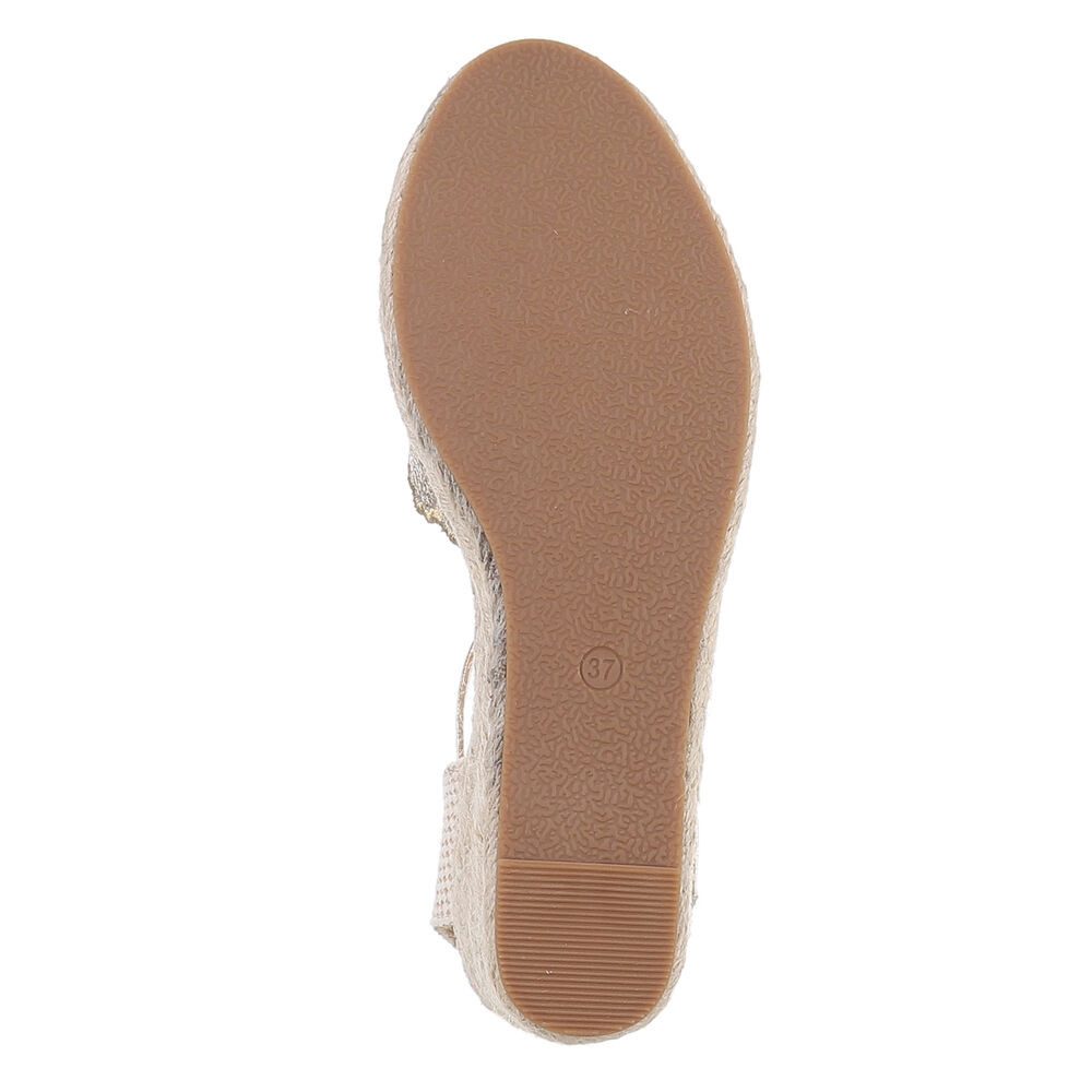 Ital-Design Beige Wedges mit Blumenstickerei – Sommerliche Eleganz Schnürpumps (89372903) Keilabsatz/Wedge Pumps in Beige