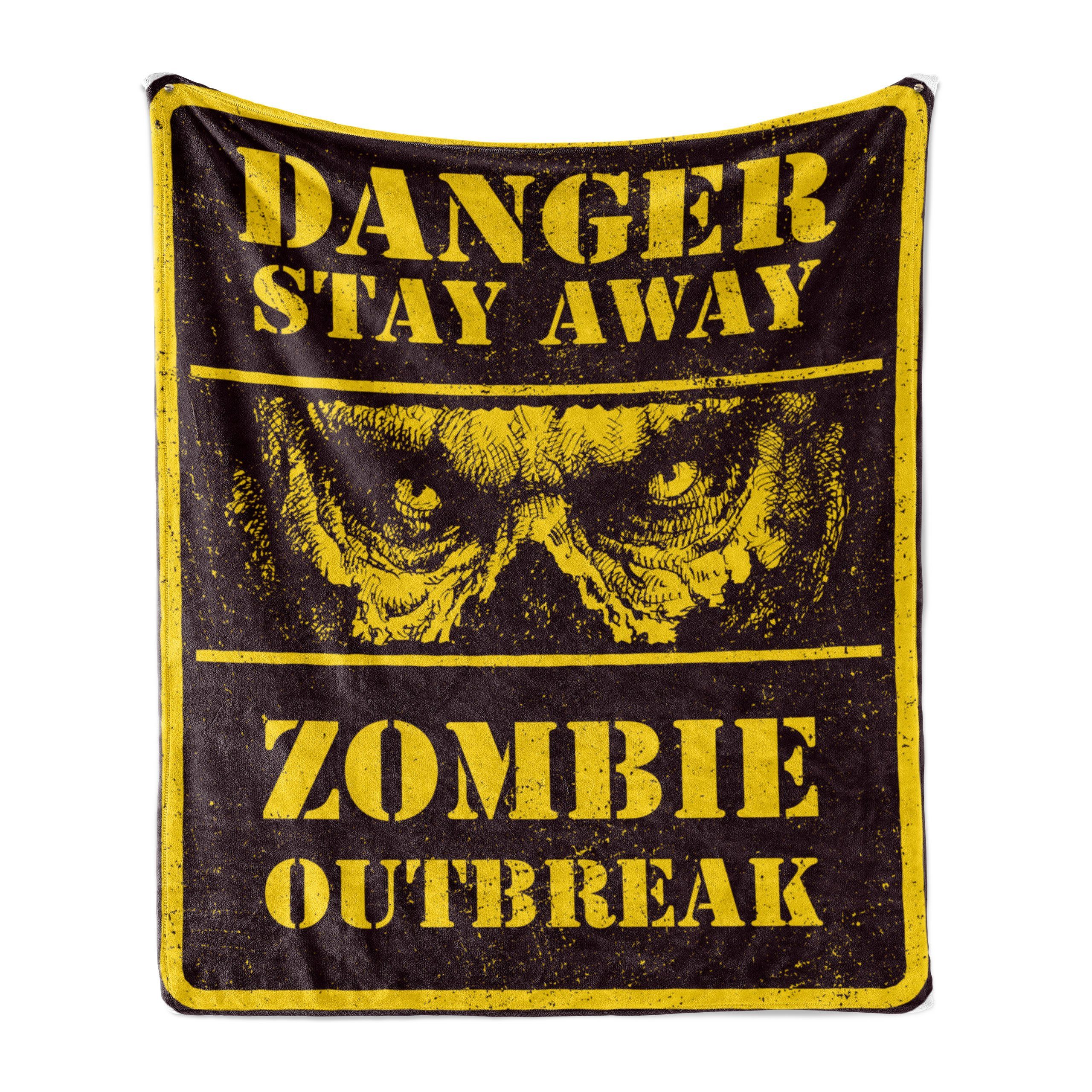 Plüsch den für Zombie Gemütlicher und Wohndecke Außenbereich, Innen- Abakuhaus, Monster Warning
