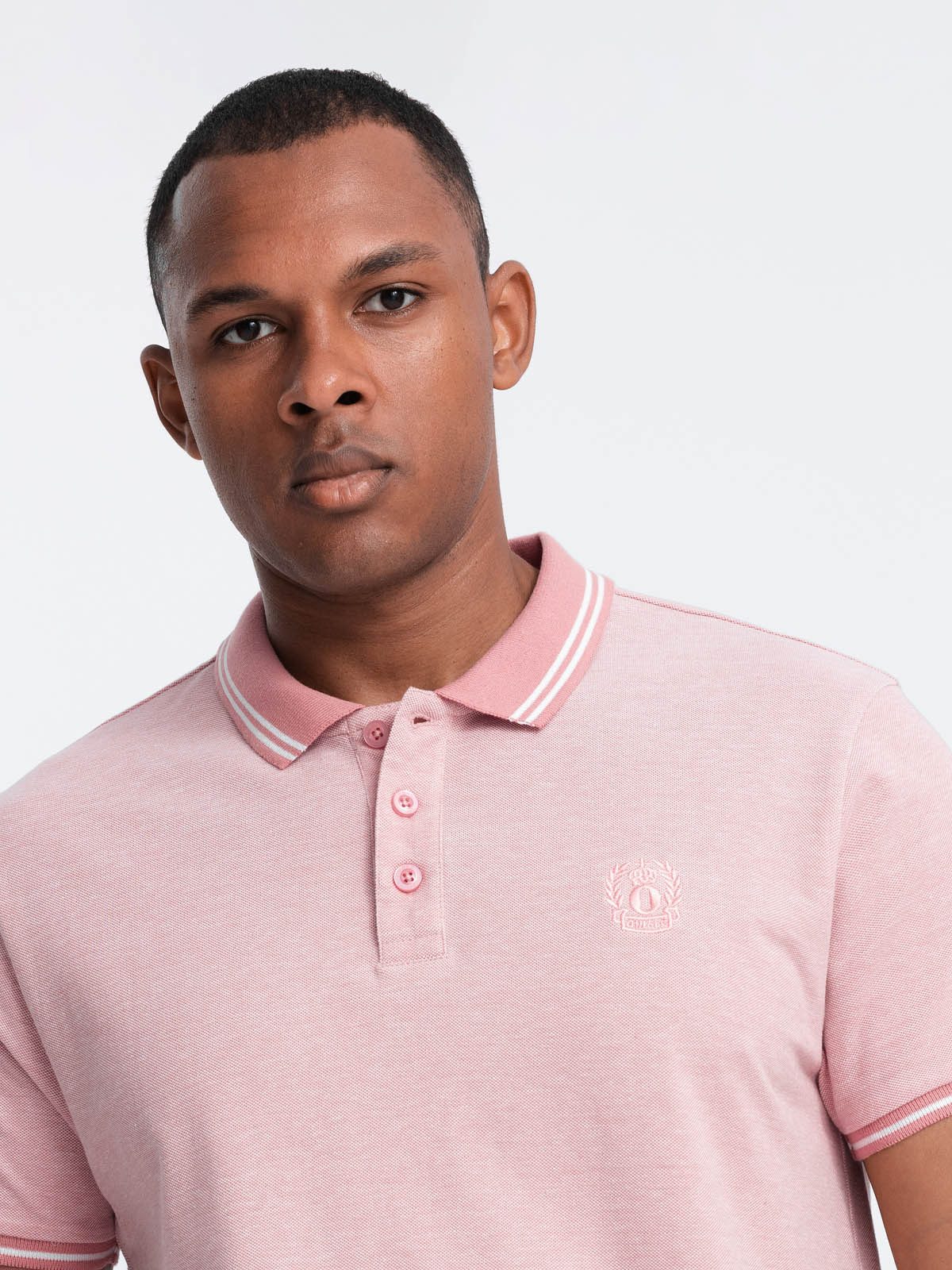 OMBRE Poloshirt Poloshirt in Melange mit gestreiftem Kragen