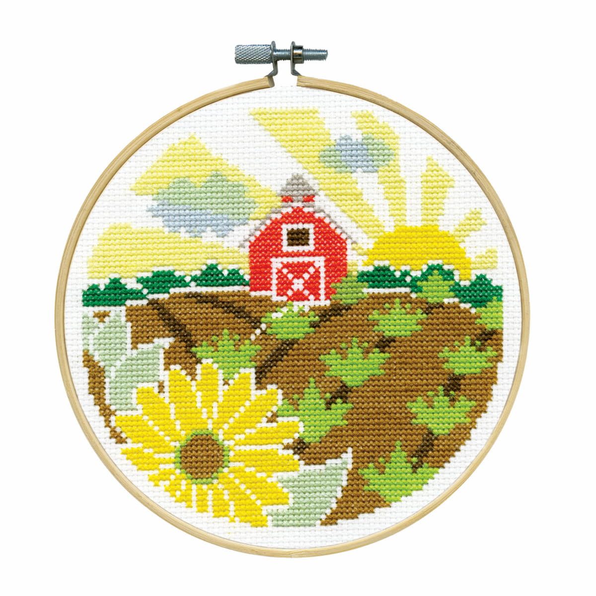 Design Works Crafts Kreativset Design Works Kreuzstich Stickpackung mit Stickrahmen "Bauernhof", Zäh, (embroidery kit by Marussia)