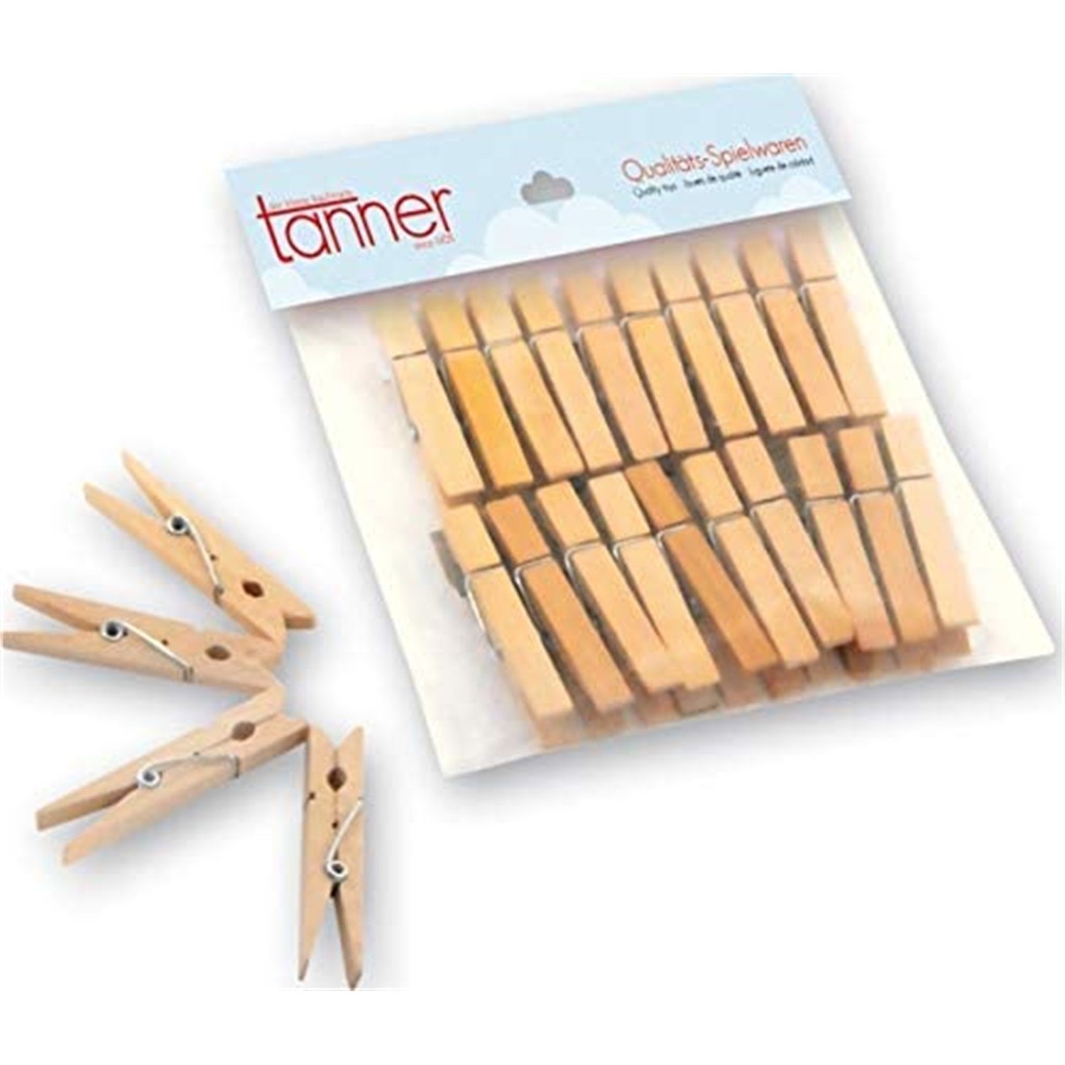 Tecbeauty Holz-Wäscheklammern – 100 Stück, 10 Bunte Farben, 7,4 Cm, Für Basteln, Deko & Haushalt