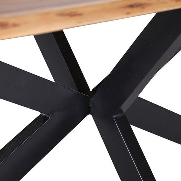 Lomadox Essgruppe TARRAS-123, (Spar-Set, 5-tlg), Massivholz Esstisch 200 cm mit 4 Stühlen, Metallgestelle in schwarz