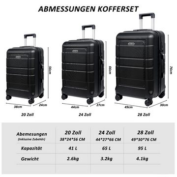 TAN.TOMI Koffer Kofferset Hartschale Leicht Reisekoffer ABS+PC Erweiterbar Haltbar, 4 Rollen, Trolley Handgepäck Große Kapazität mit 4 Rollen und TSA Schloss