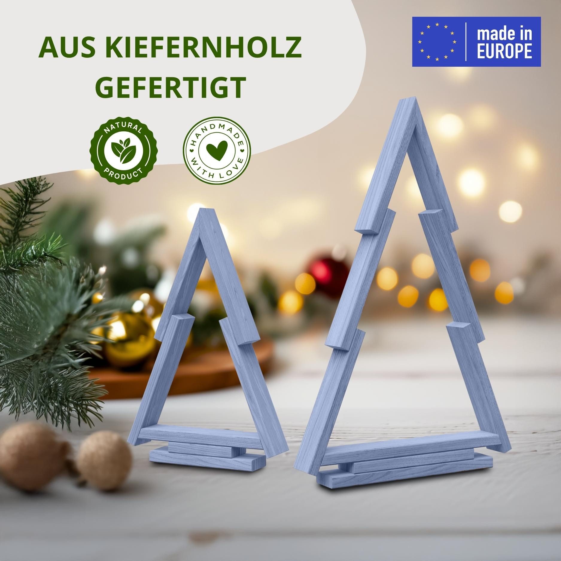 Floranica Weihnachtsfigur Deko Weihnachtsbaum Weihnachtsdeko Christbaum Weihnachtsdekoration (Fertiggebaut, 1 St., Silbern), Handgemacht aus Holz Tannenbaum für Innen und Außen Weihnachtsschmuck