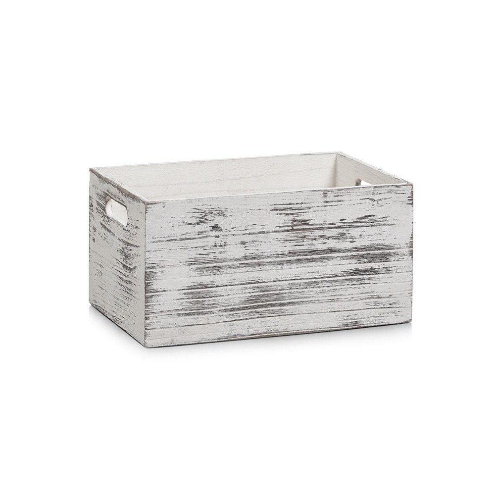 Zeller Present Aufbewahrungskorb Aufbewahrungskiste "Rustic weiß, Holz, weiß,  30 x 20 x 15,5 cm