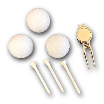 Lasernauten Golfball Golfball Set mit 3 Wilson Bällen, Pitchgabel und 3 Tees in Geschenkbox