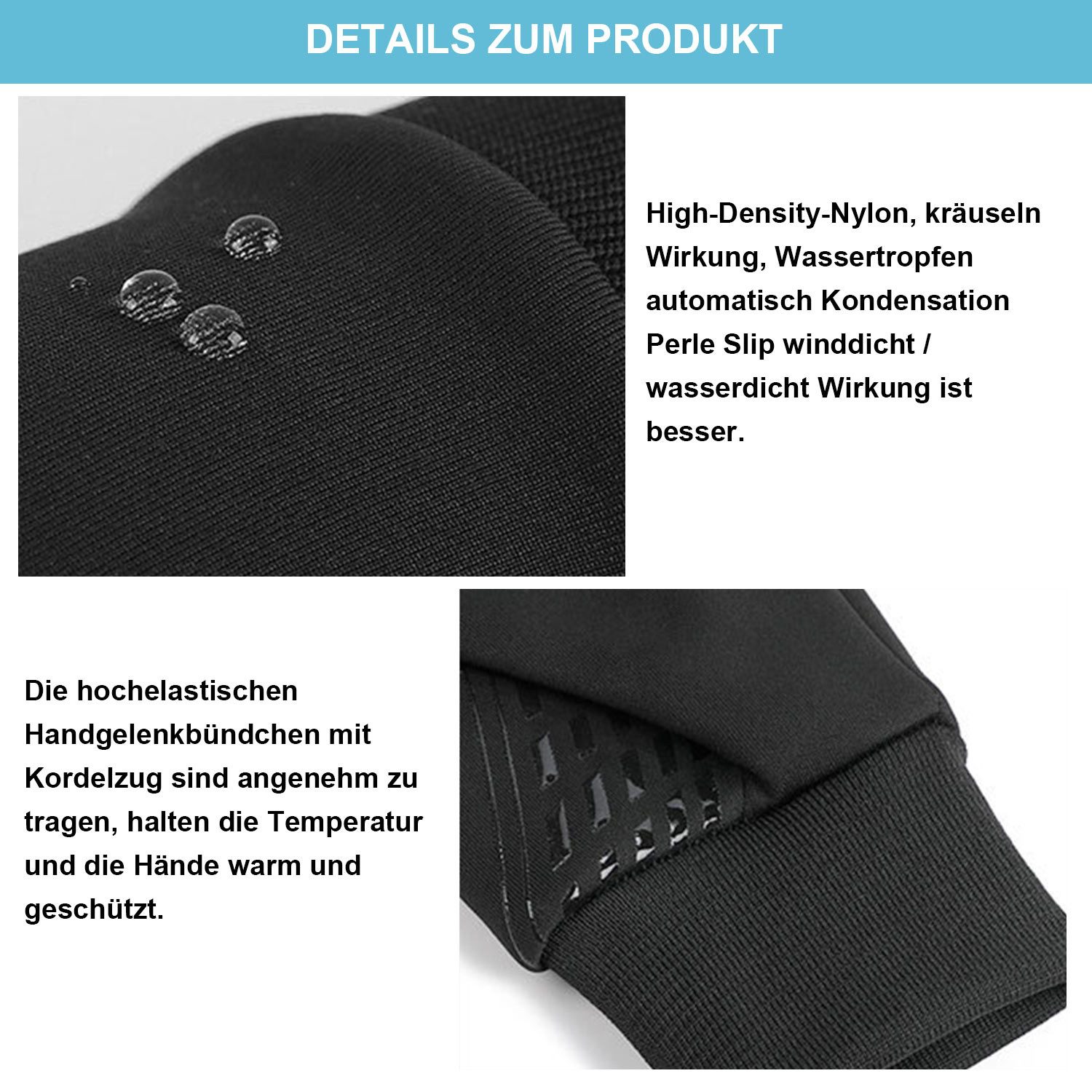 Refttenw Fahrradhandschuhe Wasserabweisend Winter Touchscreen Thermo-Handschuhe Warm Plüsch Fahrradhandschuh