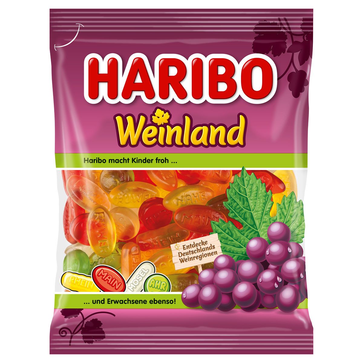 HARIBO Süßigkeit, Haribo Weinland echtes Weingummi weich fruchtig leicht sauer 175g