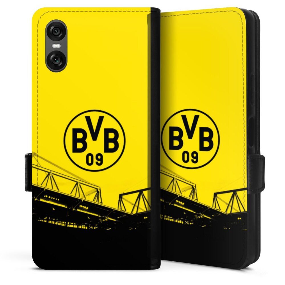 DeinDesign Handyhülle Borussia Dortmund BVB Fanartikel Stadion Schwarz-Gelb - BVB, Sony Xperia 10 VI Hülle Handy Flip Case Wallet Cover Handytasche Leder