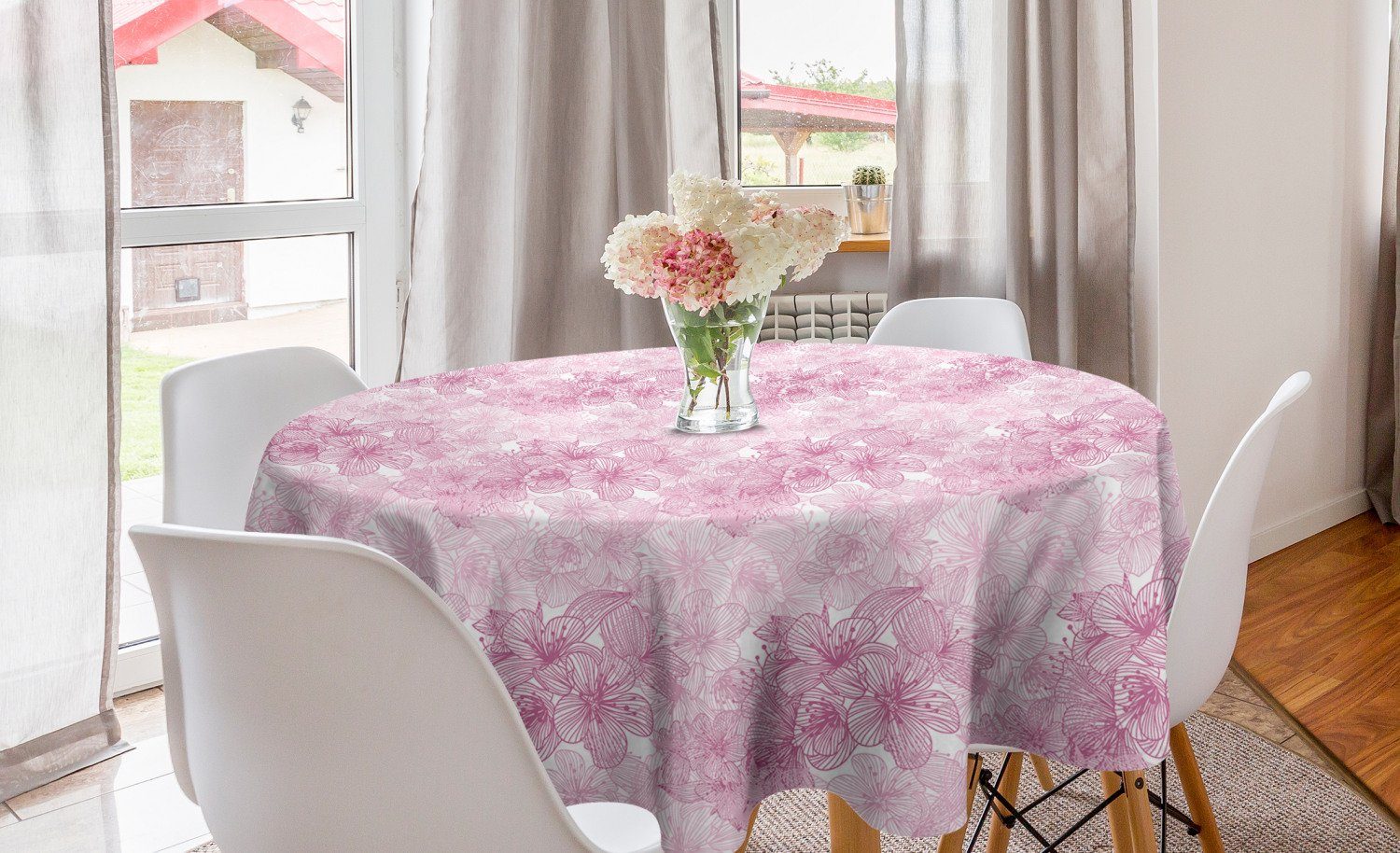 Kreis für Tischdecke Kirschblüte Abakuhaus Abdeckung Küche Cage Art-Motiv Tischdecke Dekoration, Esszimmer