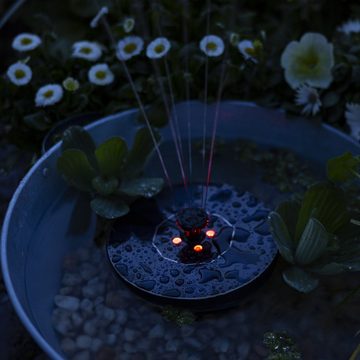 GORANDO Gartenbrunnen LED Solar Teichpumpe bunt leuchtend schwimmend Fontäne Springbrunnen