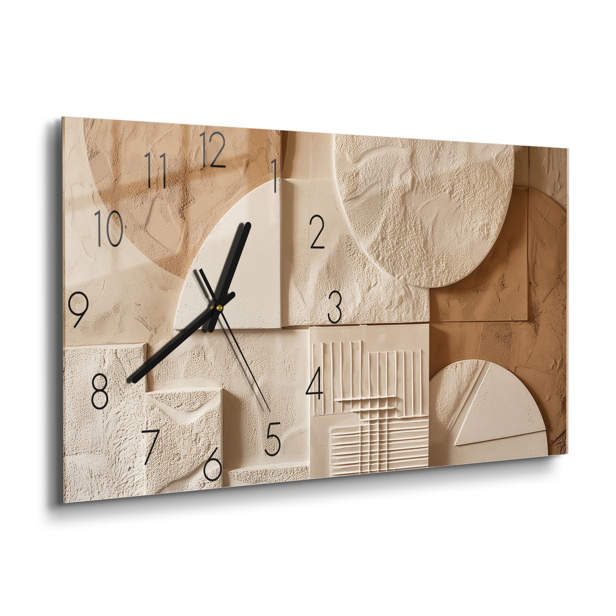 DEQORI Wanduhr 'Wüstengeometrie' (Glas Glasuhr modern Wand Uhr Design Küchenuhr)