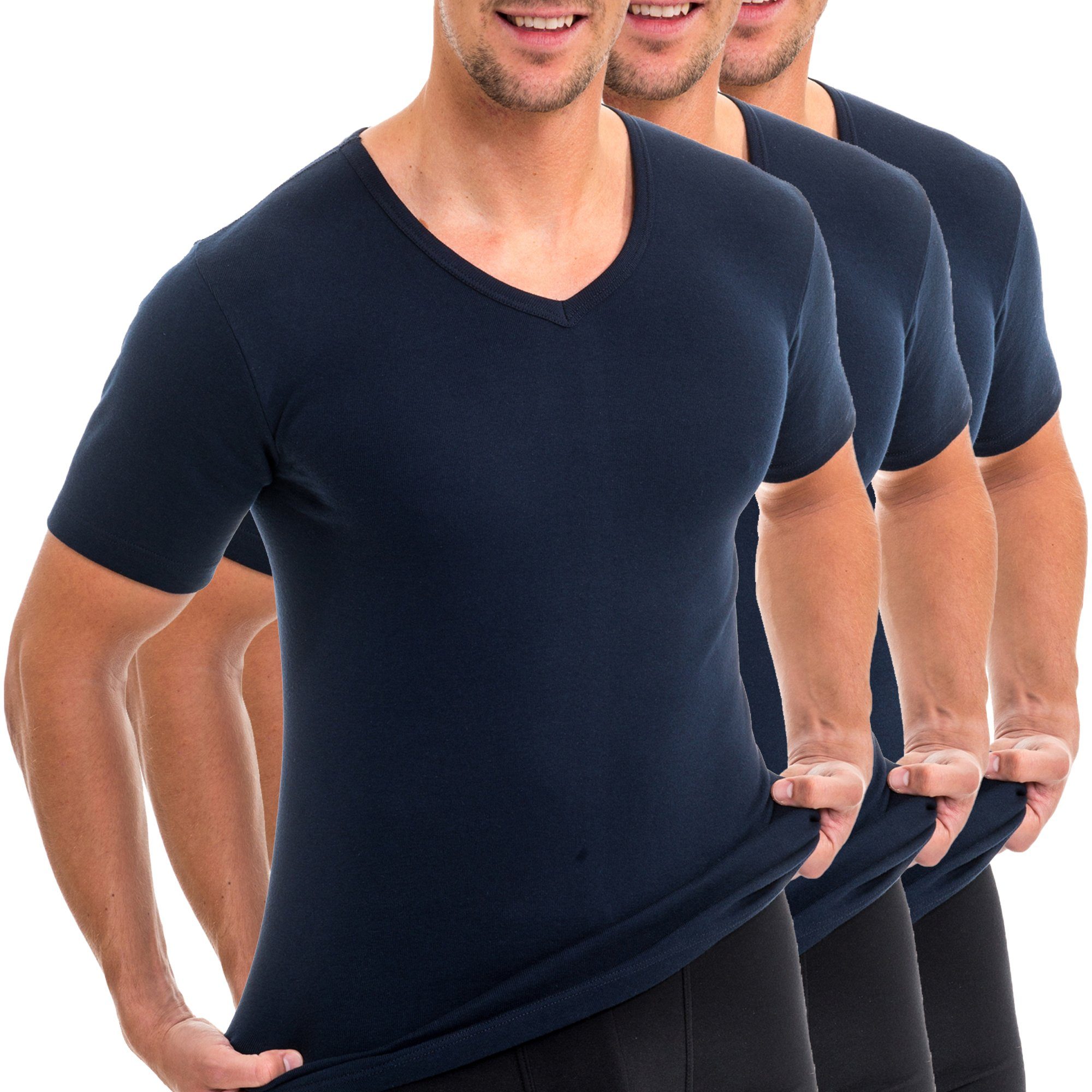 HERMKO Unterziehshirt 4880 3er Pack Herren kurzarm Business Shirt V-Neck 10 günstig online kaufen