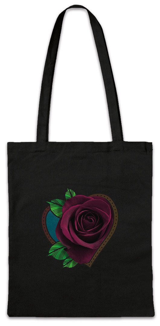 Beuteltasche Tattoo Rose Stofftasche Oldschool Art Artist Traditional