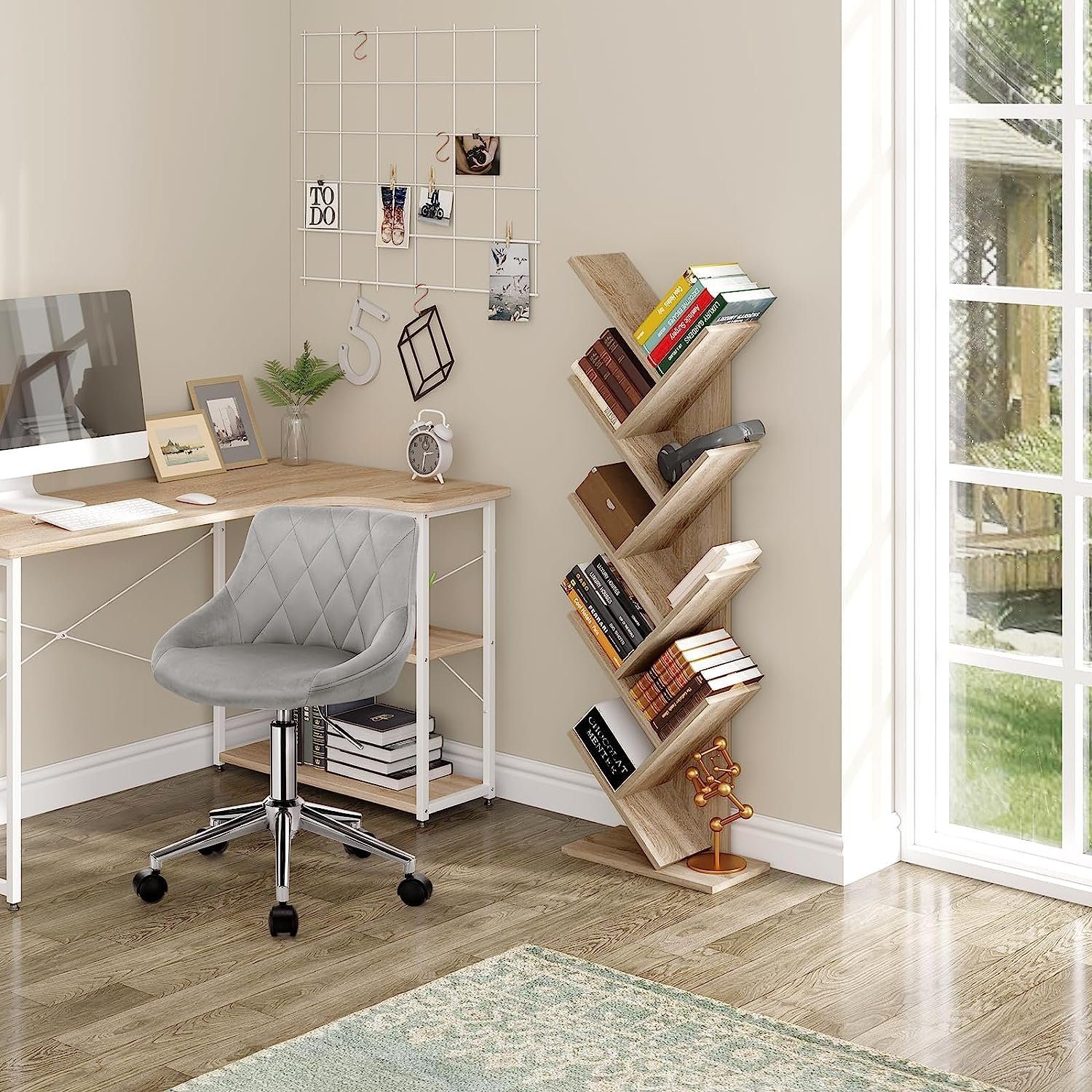 EUGAD Schreibtischstuhl (1 St), Bürohocker mit Rollen, Samt, höhenverstellb günstig online kaufen