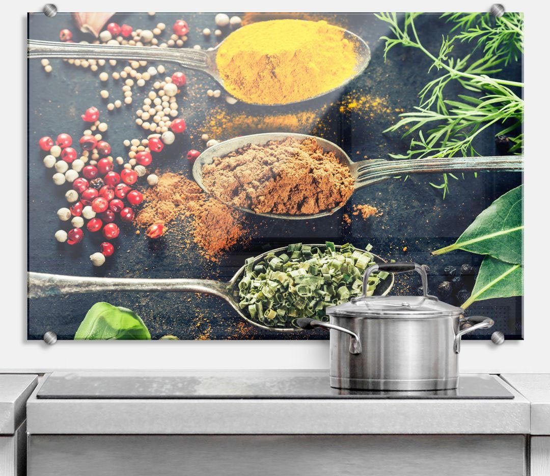 Wall-Art Küchenrückwand Spritzschutz Kräutervielfalt, bunt (1-tlg)