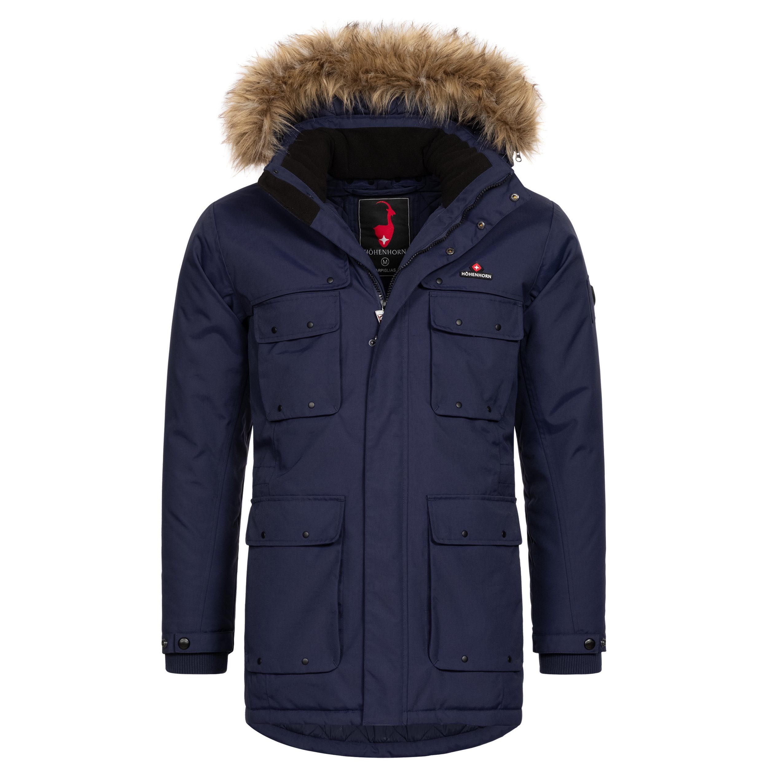 Höhenhorn Winterjacke Arpiglias Herren Winter Jacke Parka Parker mit Kunstfell Gefüttert Dunkelblau