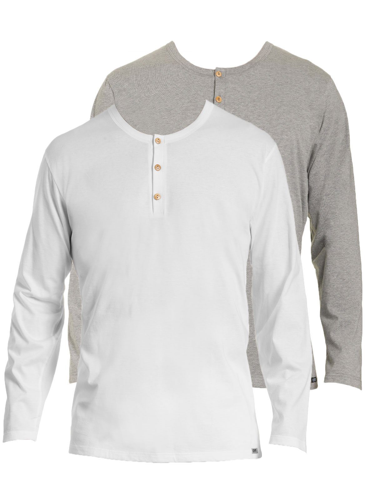 KUMPF Unterziehshirt 2er Sparpack Herren langarm Shirt Bio Cotton (Spar-Set, 2-St) hohe Markenqualität stahlgrau-melange weiss