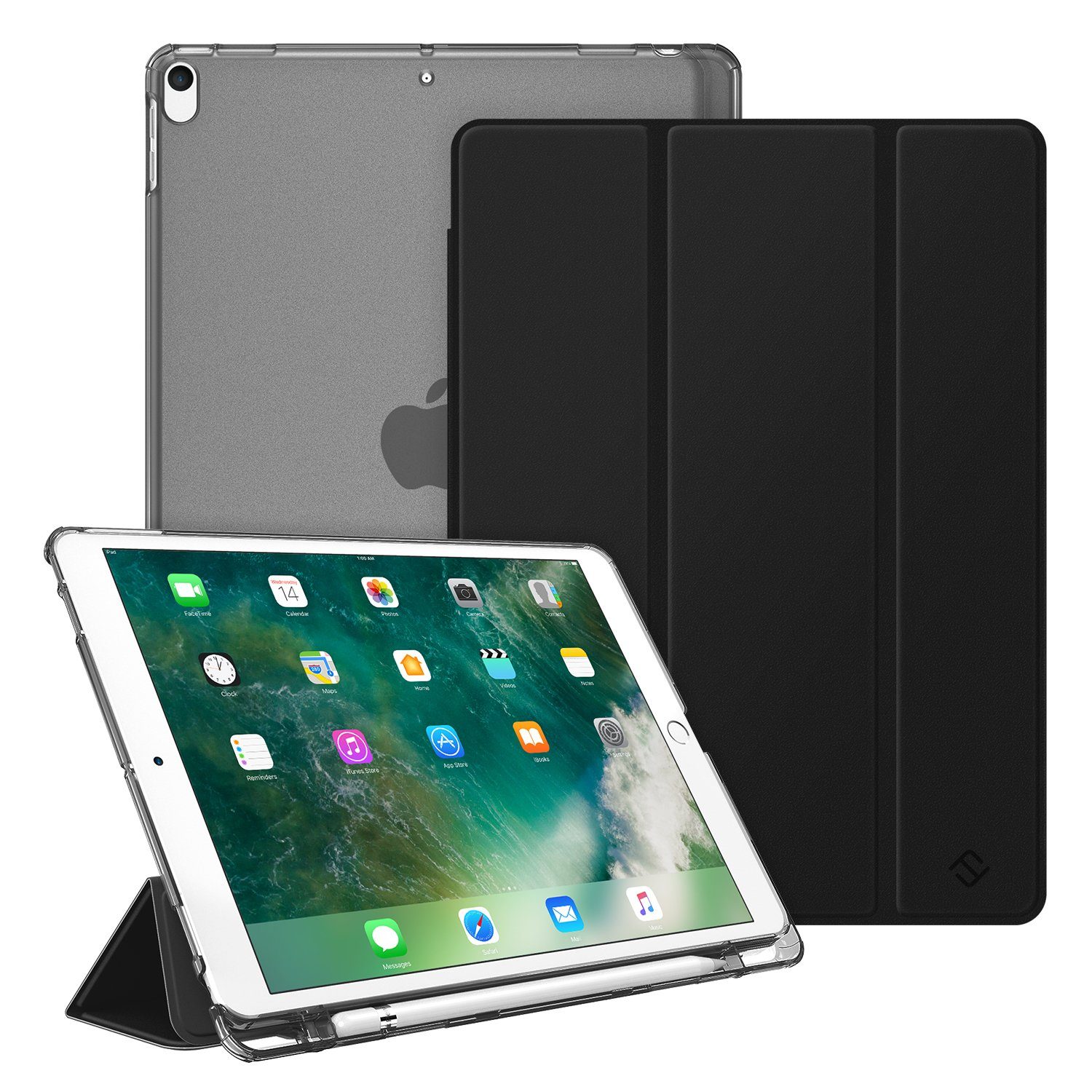 Fintie Tablet-Hülle mit Pencil Halter für iPad Air 10.5" 2019 (3. Gen)/iPad Pro 10.5" 2017, Ultradünn Hülle mit transparenter Rückseite Abdeckung, Auto Sleep/Wake