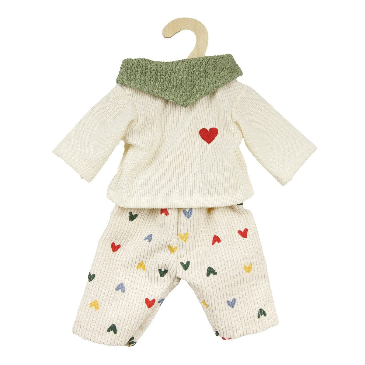 Heless Puppenkleidung Puppen-Kordhose Herz-Konfetti mit T-Shirt und Nickituch Größe 28-35cm