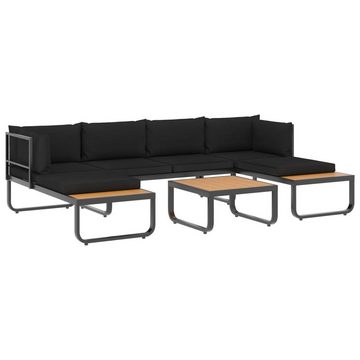 vidaXL Loungesofa 4-tlg. Garten-Ecksofa-Set mit Auflagen Aluminium und WPC, 1 Teile