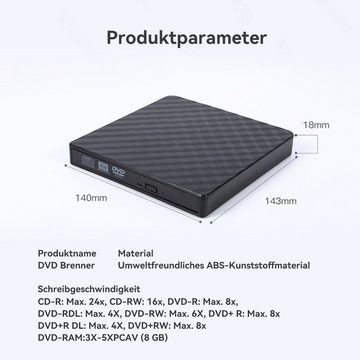 Welikera USB 3.0 Externes Optisches Laufwerk CD DVD Disc-Brenner DVD-Brenner (DVD 8x/CD 16x)